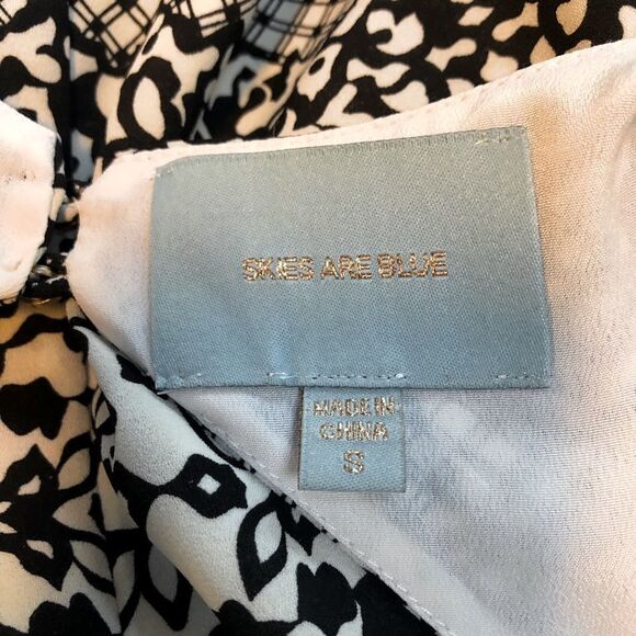 Anthropologie Skies Are Blue Black and Tan‎ fit and flare dress woman’s size S - Picture 2 of 6